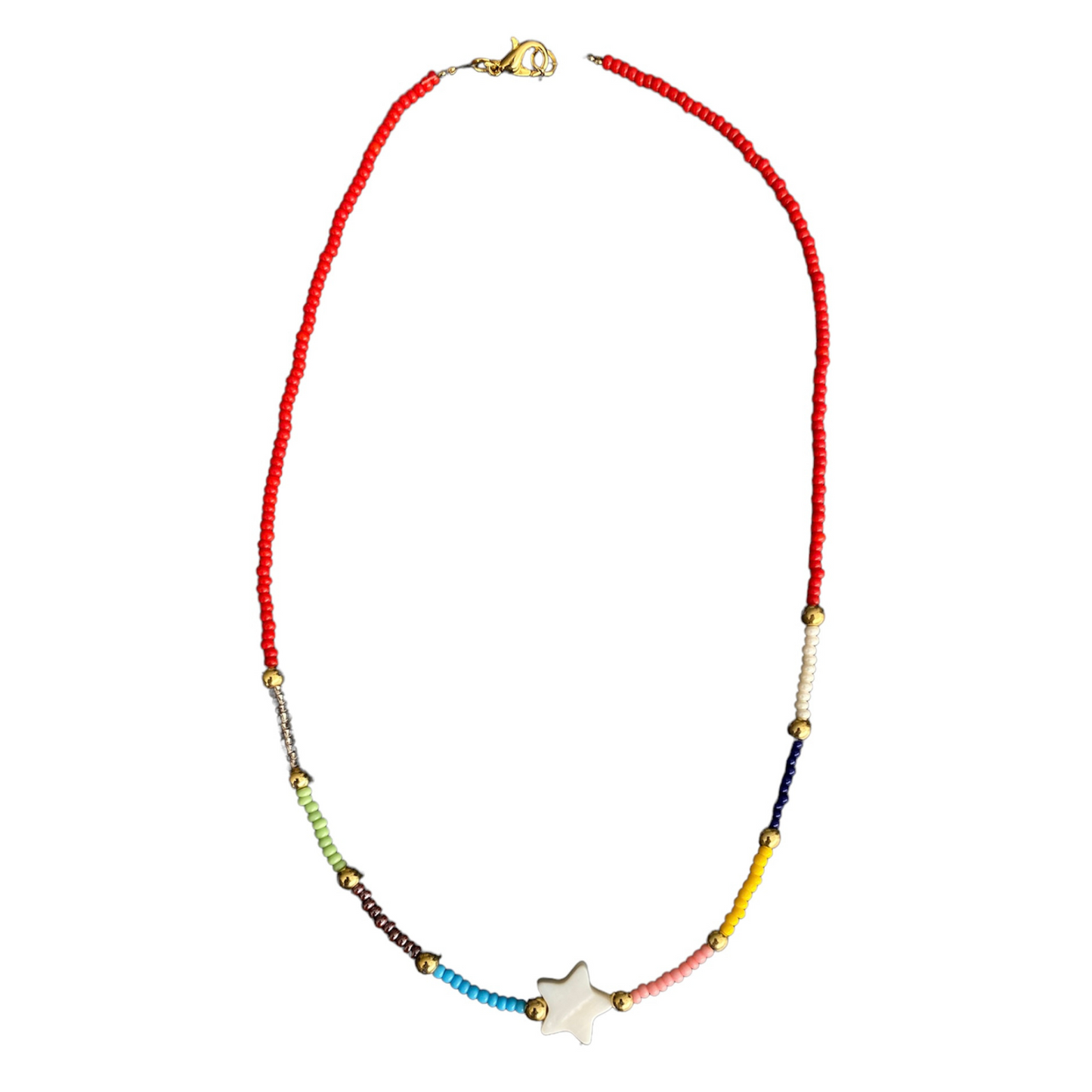 Colorful beads star necklace