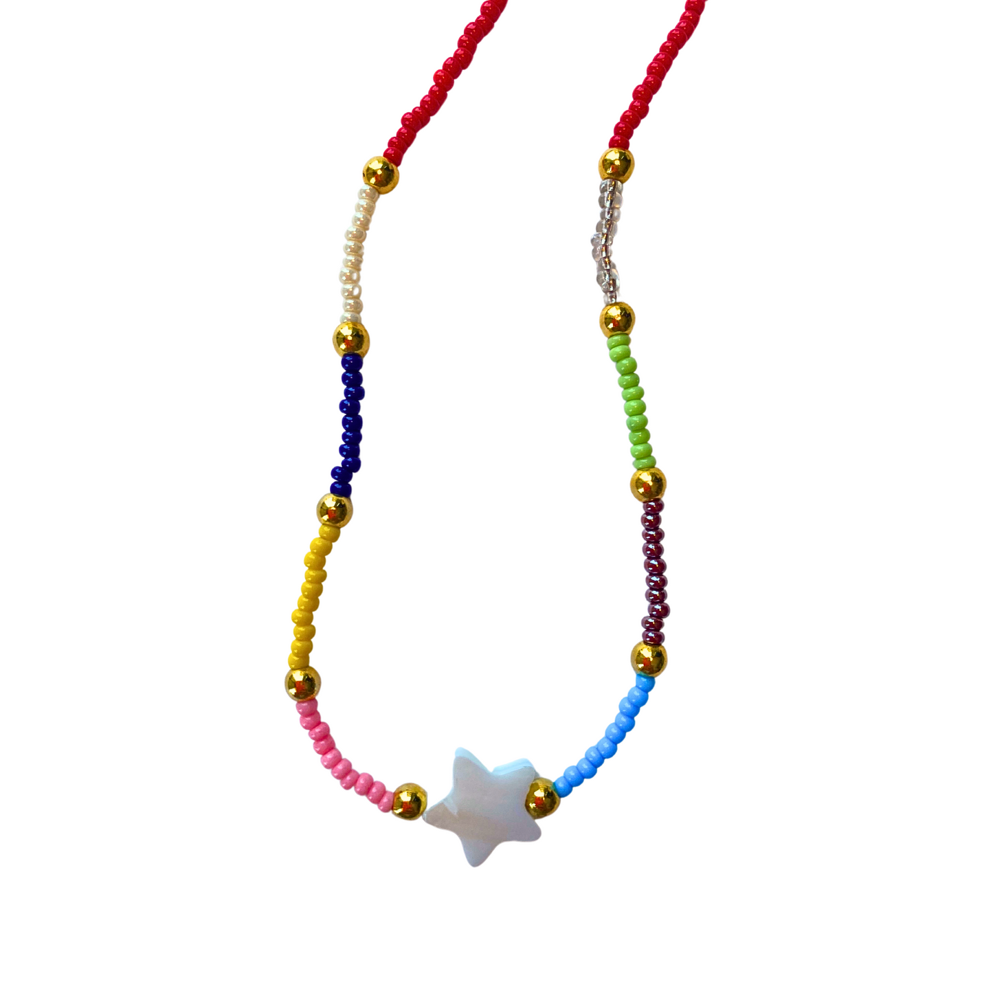 Colorful beads star necklace