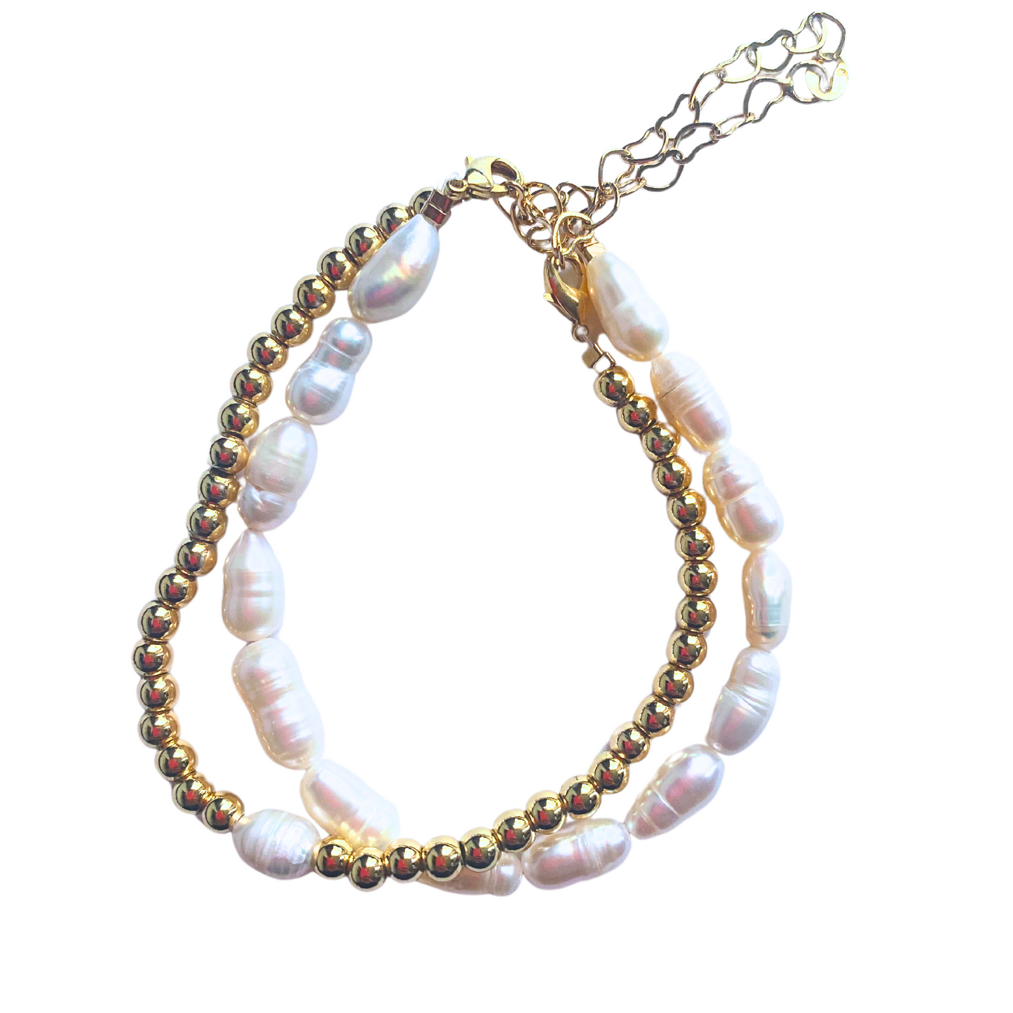 Golden and pearl bracelet set