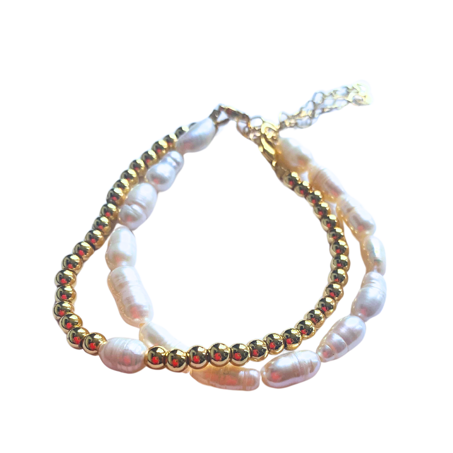 Golden and pearl bracelet set