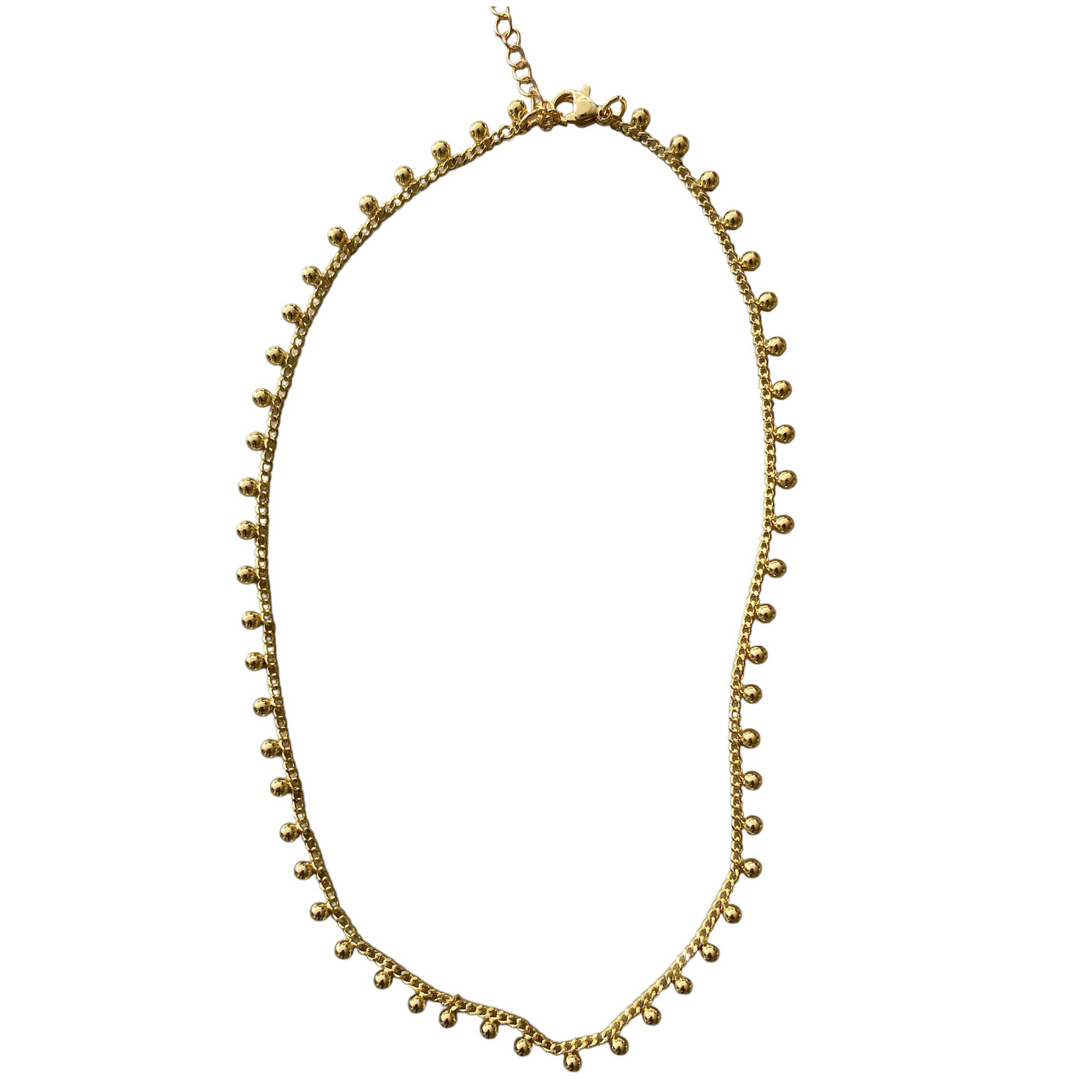 Gold pearls chain necklace