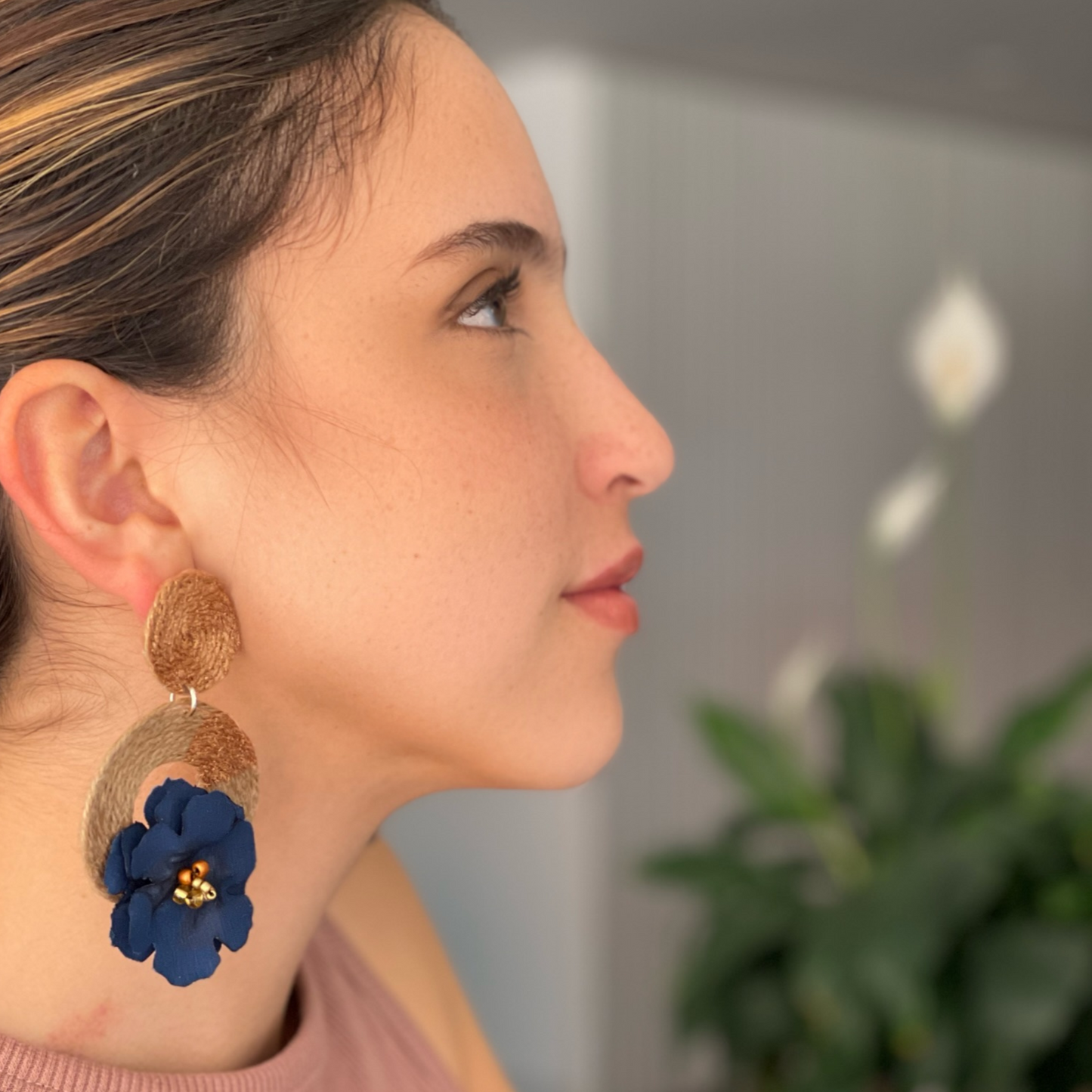 Handmade artisan big flower earrings