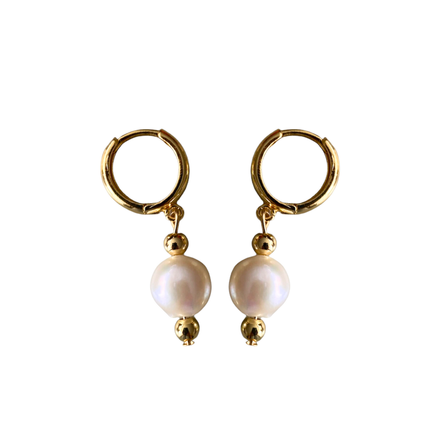 Pearl gold hoops