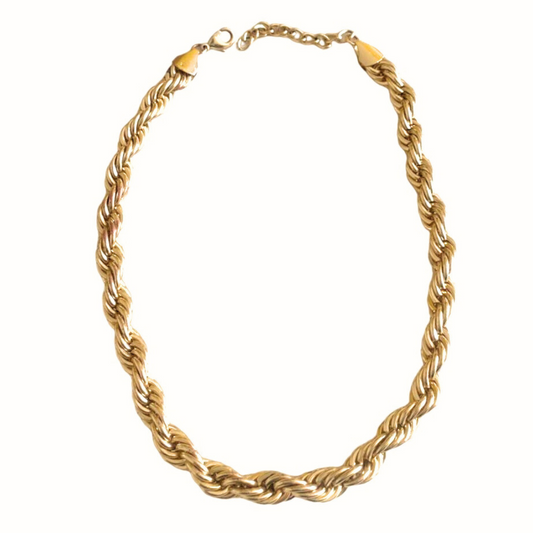 Gold spiral chain necklace