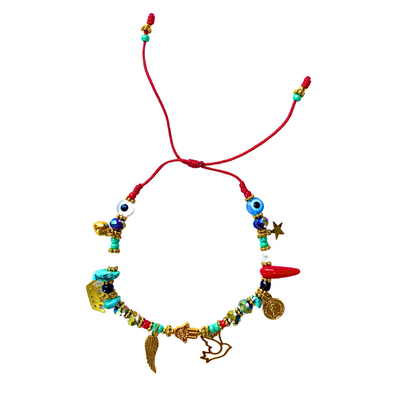 Colorful charm bracelet with Hamsa